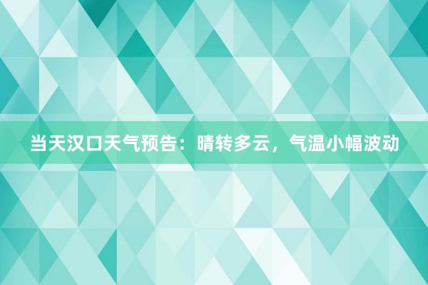 当天汉口天气预告：晴转多云，气温小幅波动